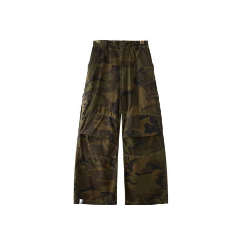 it :5cm/FIVECM拼接軍綠色迷彩工裝褲男女美式潮牌休閒寬松濶腿褲