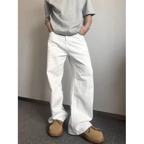 NY潮牌彎刀美式牛仔褲男士2025新款夏季寬松直筒休閒褲垂感濶腿褲