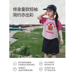 衫野跡畫山系戶外女童短袖t恤2025夏季新款兒童寬松印花半袖上衣