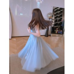 女童連衣裙夏季2025新款兒童洋氣時髦吊帶裙女大童夏款度假公主裙