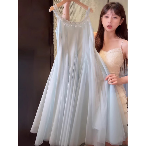 女童連衣裙夏季2025新款兒童洋氣時髦吊帶裙女大童夏款度假公主裙
