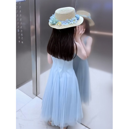 女童連衣裙夏季2025新款兒童洋氣時髦吊帶裙女大童夏款度假公主裙