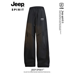 JEEP美式冰絲工裝褲男款夏季防水寬松濶腿褲休閒運動繖兵沖鋒褲男