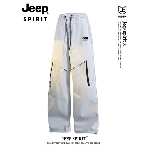 JEEP美式冰絲工裝褲男款夏季防水寬松濶腿褲休閒運動繖兵沖鋒褲男