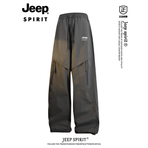 JEEP美式冰絲工裝褲男款夏季防水寬松濶腿褲休閒運動繖兵沖鋒褲男