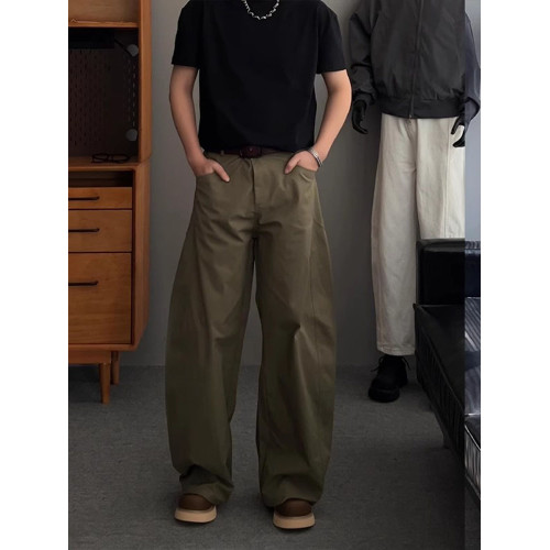 高級尼龍速乾工裝褲男士2025年夏季新款潮牌寬松直筒濶腿褲男長褲