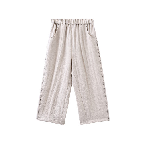 哈齒童裝兒童日系直筒褲簡約百搭女童休閒長褲中大童防蚊褲夏季薄