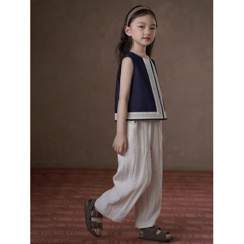 哈齒童裝兒童日系直筒褲簡約百搭女童休閒長褲中大童防蚊褲夏季薄