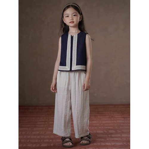 哈齒童裝兒童日系直筒褲簡約百搭女童休閒長褲中大童防蚊褲夏季薄