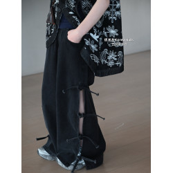 童裝女童牛仔褲2025新款洋氣時髦設計款秋季兒童褲子側邊蝴蝶結