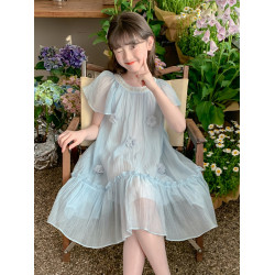 英國Next Svip藍色裙子女童連衣裙夏季薄款2025新款超好看裙子女
