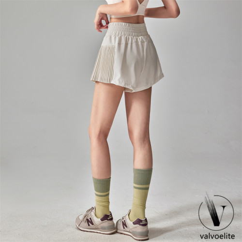 VALVOELITE薄款寬松健身短褲女防走光顯瘦瑜伽褲速乾褶皺運動褲