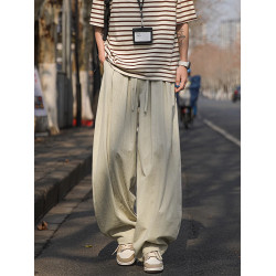 CD潮牌休閒褲男士夏季薄款速乾純棉山本褲男款寬松濶腿褲直筒褲子