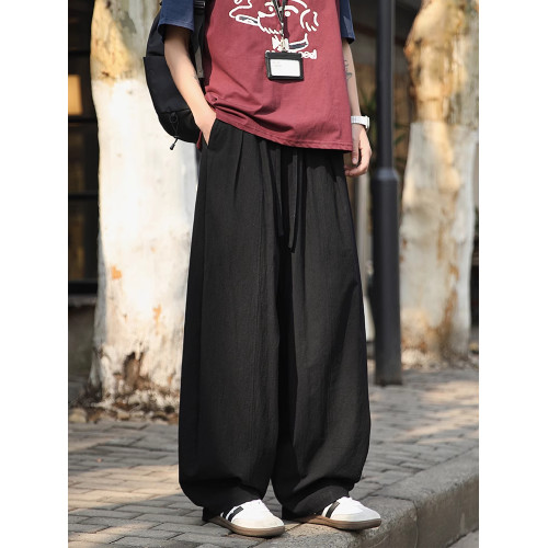 CD潮牌休閒褲男士夏季薄款速乾純棉山本褲男款寬松濶腿褲直筒褲子