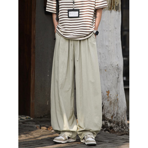 CD潮牌休閒褲男士夏季薄款速乾純棉山本褲男款寬松濶腿褲直筒褲子