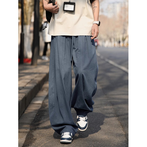 CD潮牌休閒褲男士夏季薄款速乾純棉山本褲男款寬松濶腿褲直筒褲子