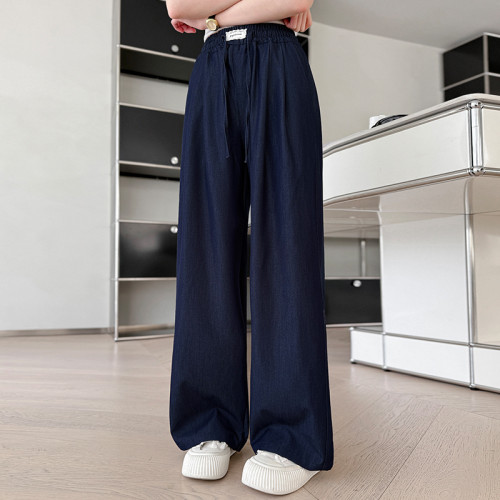 女童天絲牛仔褲夏季2025新款洋氣大童夏裝薄款濶腿褲兒童防蚊褲子