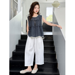 女童褲子夏季薄款中大童寬松休閒蘿蔔褲女孩時髦洋氣九分褲哈倫褲