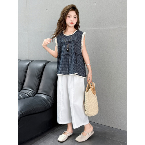 女童褲子夏季薄款中大童寬松休閒蘿蔔褲女孩時髦洋氣九分褲哈倫褲