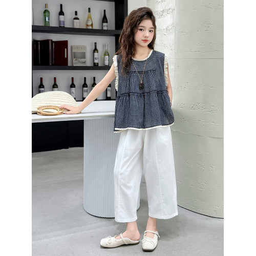 女童褲子夏季薄款中大童寬松休閒蘿蔔褲女孩時髦洋氣九分褲哈倫褲