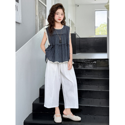 女童褲子夏季薄款中大童寬松休閒蘿蔔褲女孩時髦洋氣九分褲哈倫褲