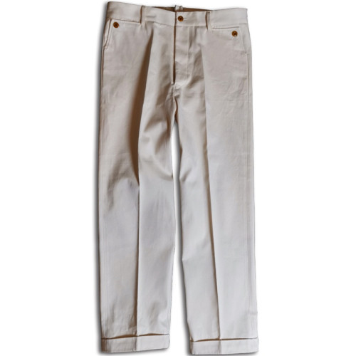 AnnualRing美式復古Chino高腰赤耳濶腿褲 寬松直筒白色休閒卡其褲