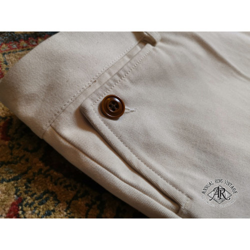 AnnualRing美式復古Chino高腰赤耳濶腿褲 寬松直筒白色休閒卡其褲