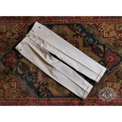 AnnualRing美式復古Chino高腰赤耳濶腿褲 寬松直筒白色休閒卡其褲