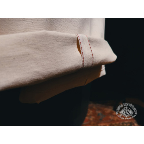 AnnualRing美式復古Chino高腰赤耳濶腿褲 寬松直筒白色休閒卡其褲