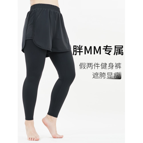 大碼瑜伽服瑜伽褲女胖mm健身服高彈運動訓練褲緊身彈力長褲健身褲