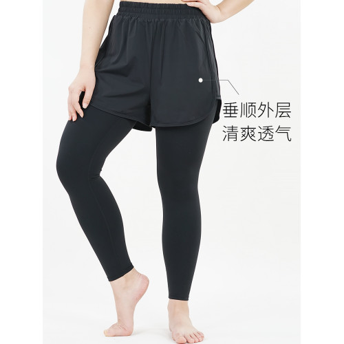 大碼瑜伽服瑜伽褲女胖mm健身服高彈運動訓練褲緊身彈力長褲健身褲