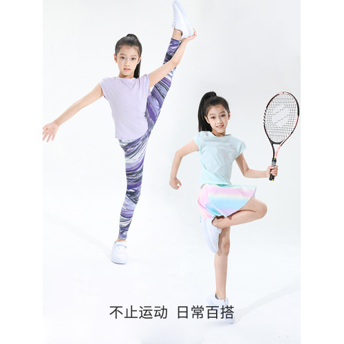 萌格格女童速乾衣2025新款夏季兒童上衣短袖高彈排汗透氣T恤