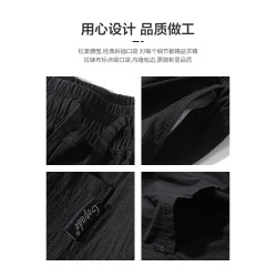 LAZY DAY原創男裝日系純色棉亞麻褲男夏季寬松休閒薄款七分燈籠褲