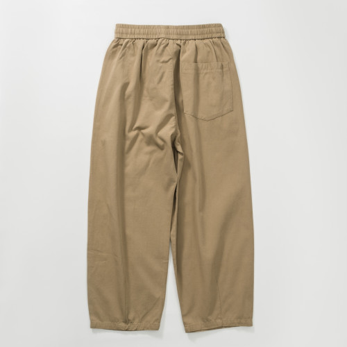 春夏薄款純棉褲子簡約日系復古濶腿褲ins直筒寬松九分褲休閒褲男