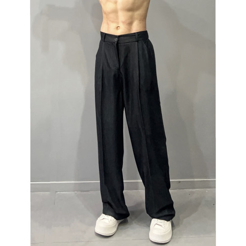 JK夏季新品牛仔褲男中腰垂感薄款寬松顯瘦冰絲直筒拖地濶腿褲子男