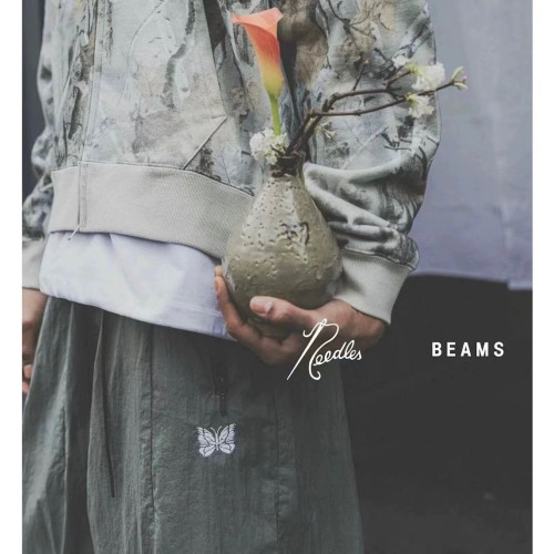 超輕薄！自主NEEDLES聯名BEAMS尼龍防水工裝休閒濶腿褲男蝴蝶束腳