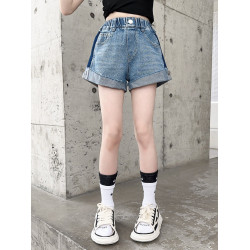 女童夏季薄款牛仔短褲外穿2025新款女大童兒童裝洋氣卷邊褲子夏裝