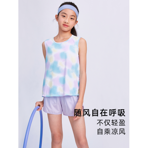 瘋狂因子兒童印花背心女童防曬速乾親膚無袖T恤夏季薄款輕盈透氣