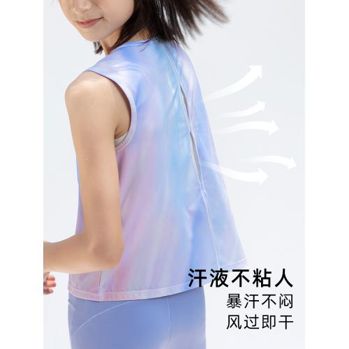 瘋狂因子兒童印花背心女童防曬速乾親膚無袖T恤夏季薄款輕盈透氣