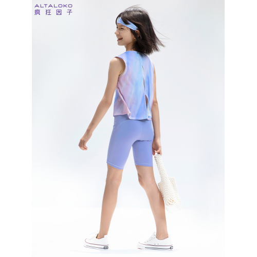 瘋狂因子兒童印花背心女童防曬速乾親膚無袖T恤夏季薄款輕盈透氣