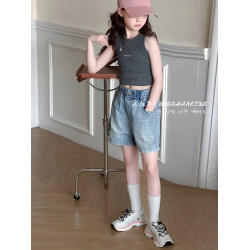 女童短褲薄款牛仔褲2025夏季小女孩百搭a字熱褲兒童洋氣三分褲子