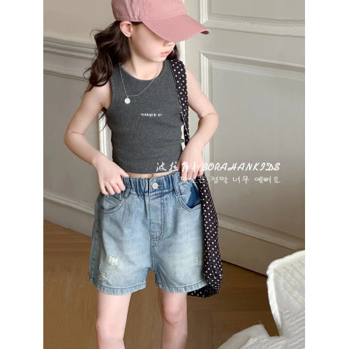 女童短褲薄款牛仔褲2025夏季小女孩百搭a字熱褲兒童洋氣三分褲子