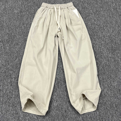 日系復古純棉百搭休閒濶腿褲男士秋季新款寬松淨版街頭直筒九分褲