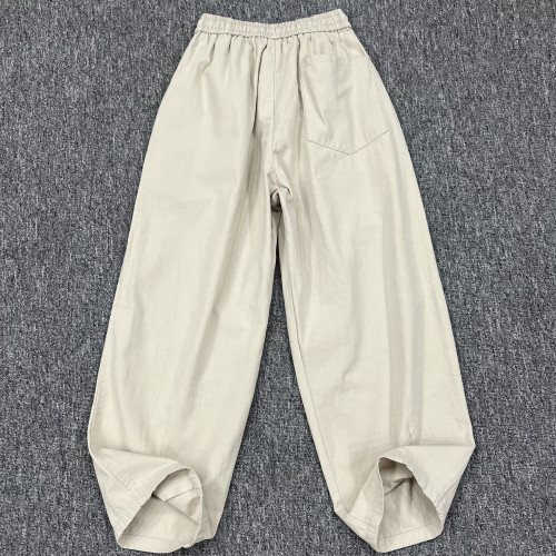 日系復古純棉百搭休閒濶腿褲男士秋季新款寬松淨版街頭直筒九分褲