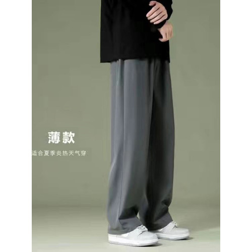 薄款濶腿褲男拉鍊開襠褲戶外免穿脫寬松直筒休閒褲野外約會方便褲