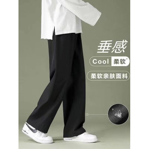 薄款濶腿褲男拉鍊開襠褲戶外免穿脫寬松直筒休閒褲野外約會方便褲