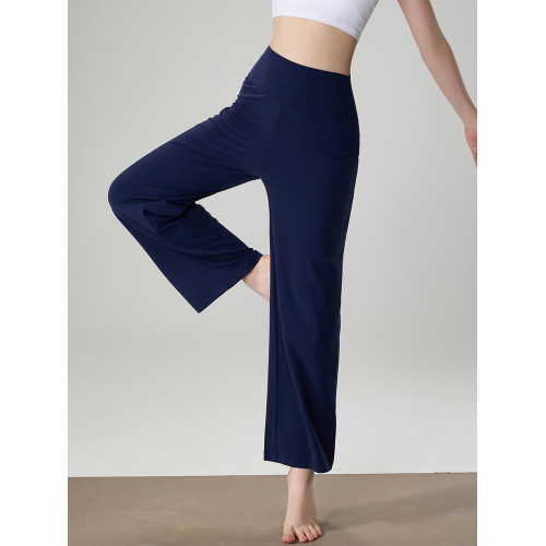 AD42018花色折釦寬松瑜伽運動褲女秋垂墜感直筒百搭顯瘦休閒褲