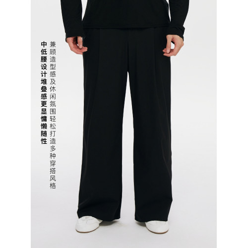 Oneup防水單褶運動長褲戶外休閒寬松垂感黑色濶腿褲子男女士同款