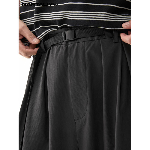 NARTALIY日系復古寬松濶腿褲休閒長褲男春夏輕薄防潑水垂感拖地褲