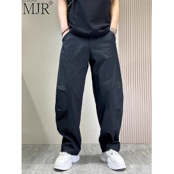 潮牌彎刀休閒褲男2025新款夏季薄款設計感痞帥男褲寬松直筒濶腿褲